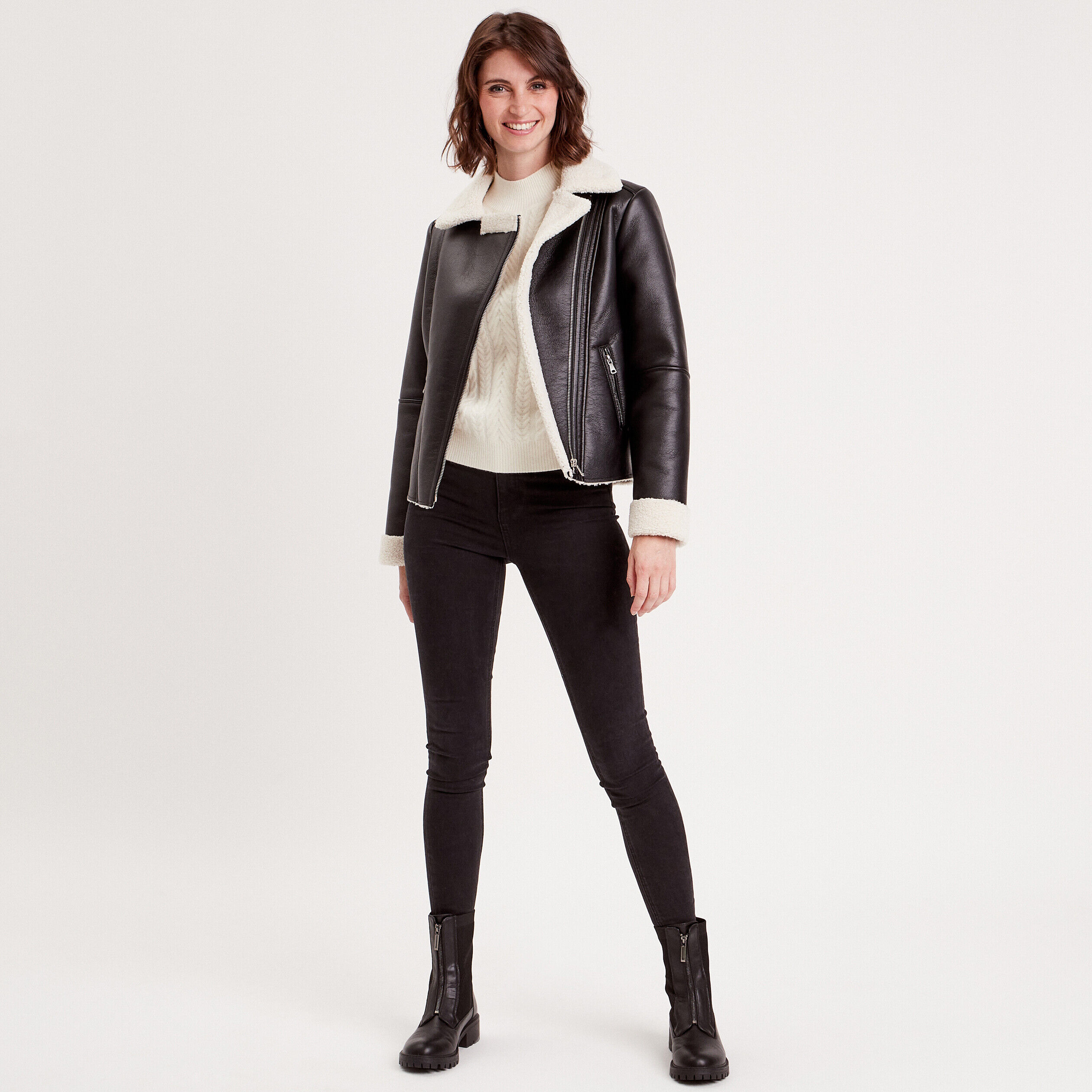 Veste ajustée simili cuir noir femme | Cache Cache