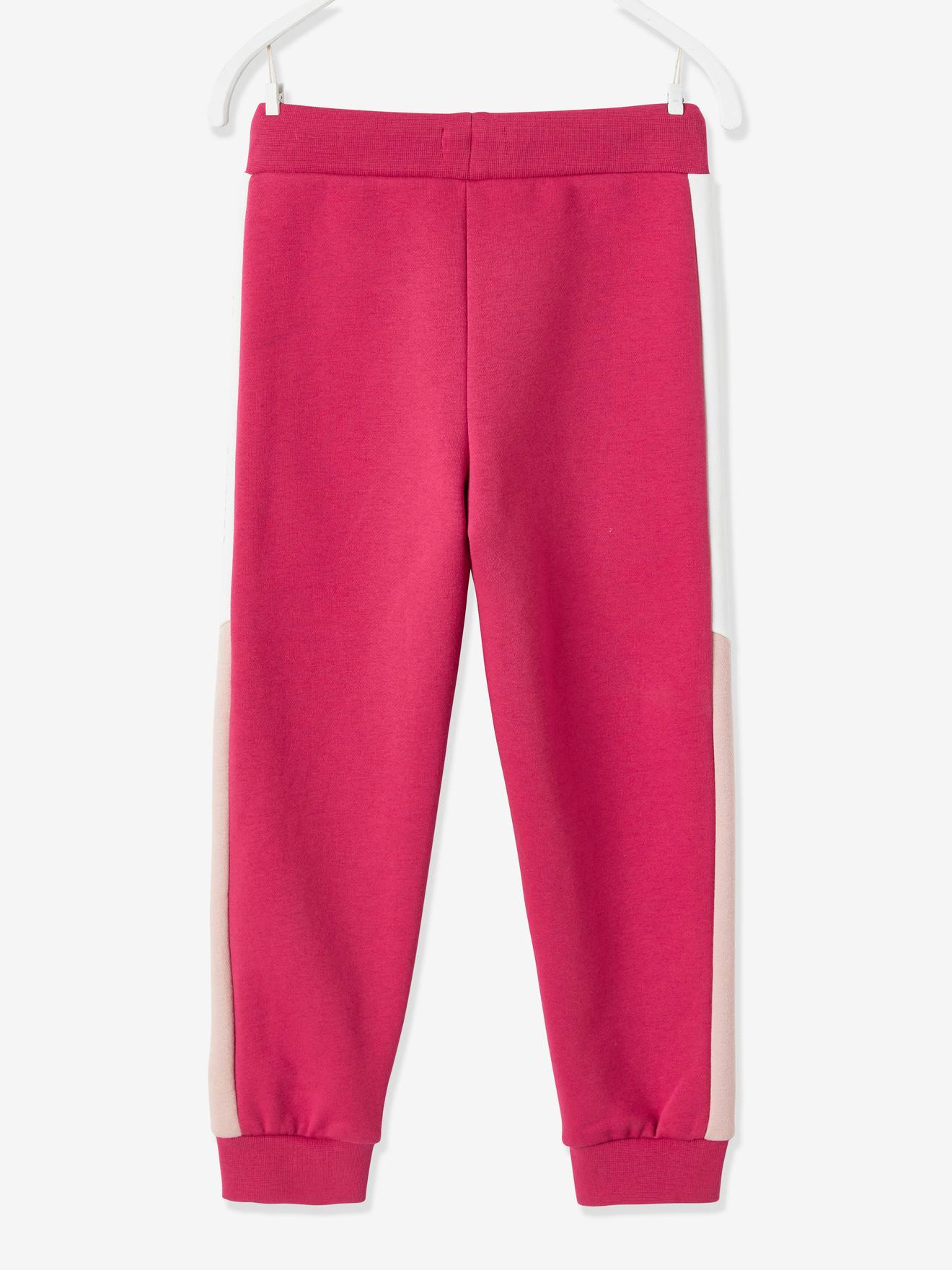 Pantalon jogging fille avec bandes côtés gris
