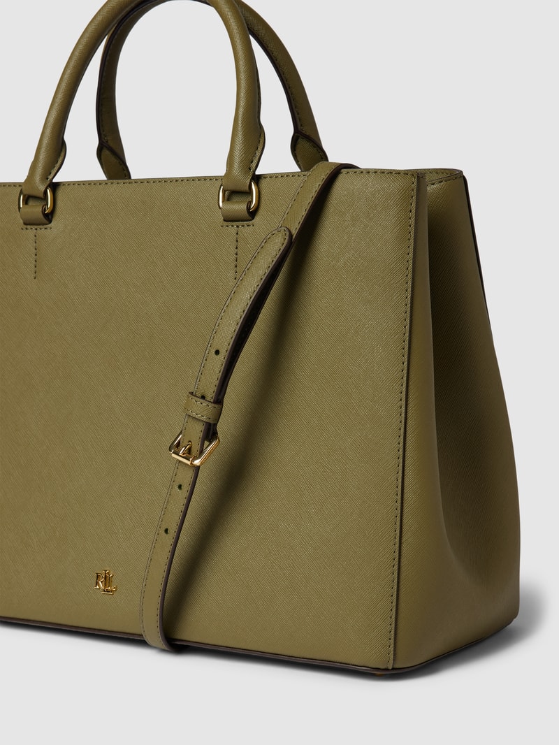 Satchel mit Label-Applikation in olivgrün