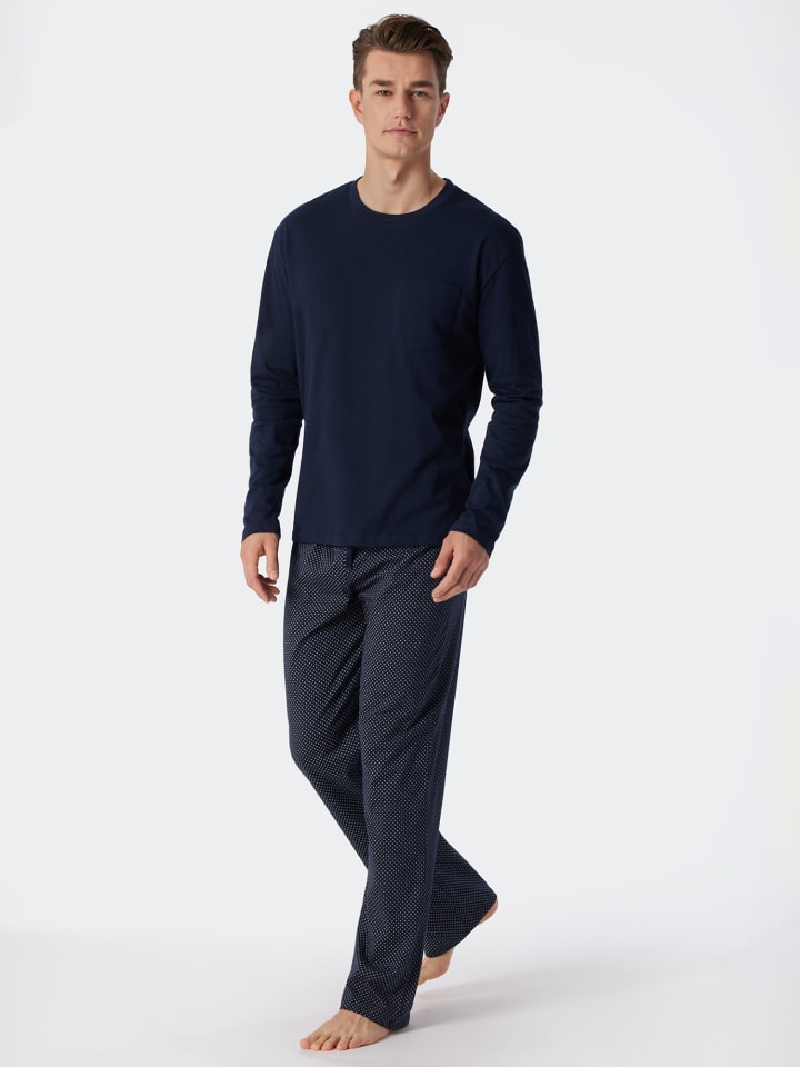 Schiesser Pyjama Ebony in Blau günstig kaufen