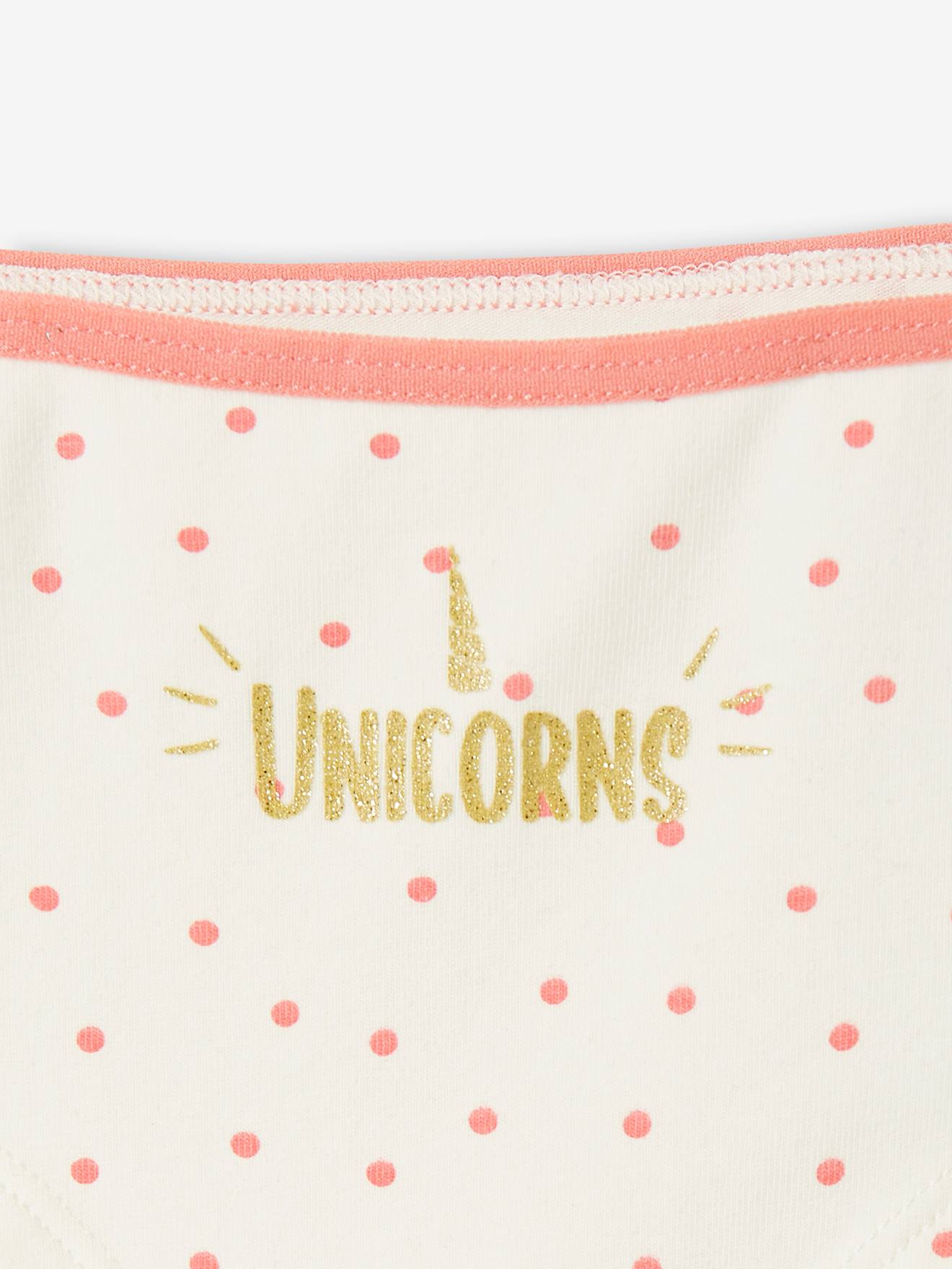 Lot de 5 shorties licorne fille bouton de rose imprime