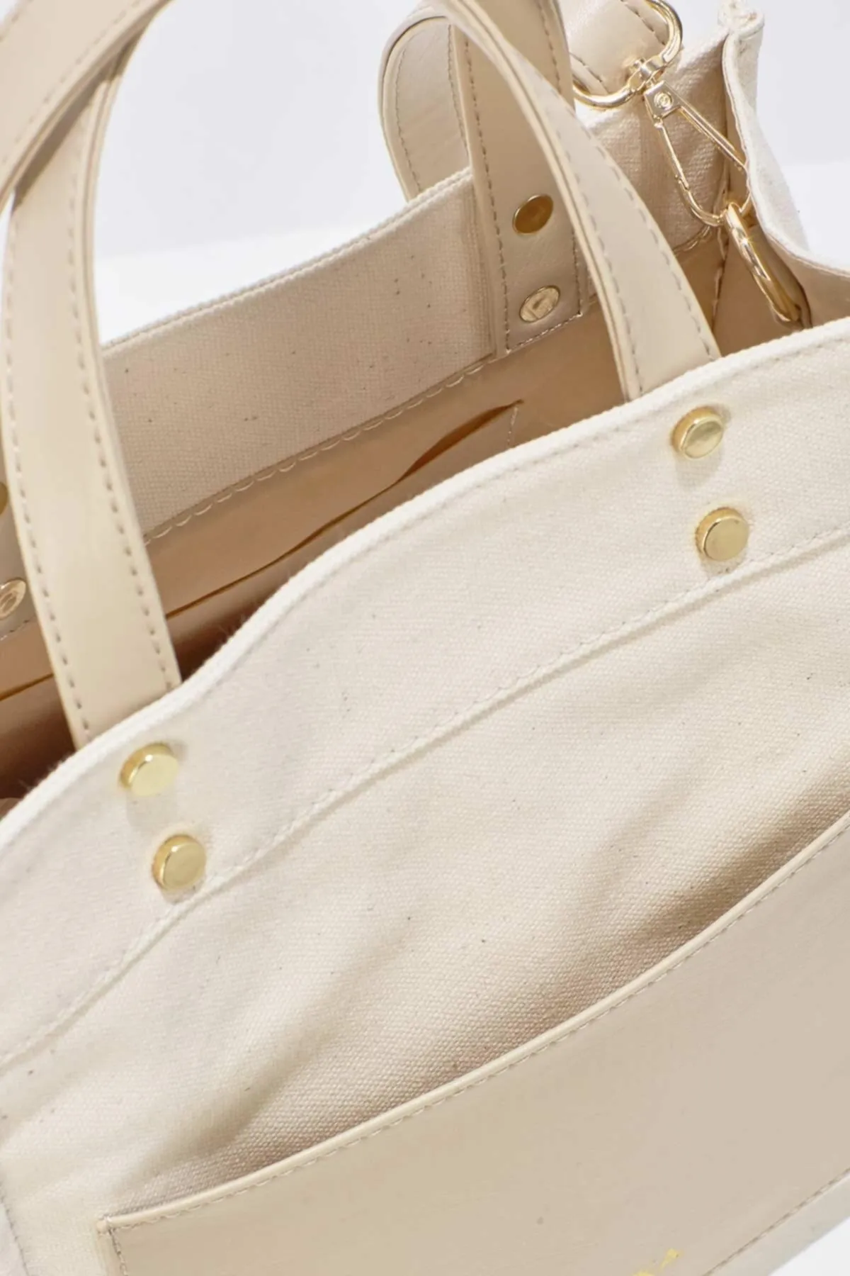 Manuka  Canvas-Tasche mit Ledertasche Beige