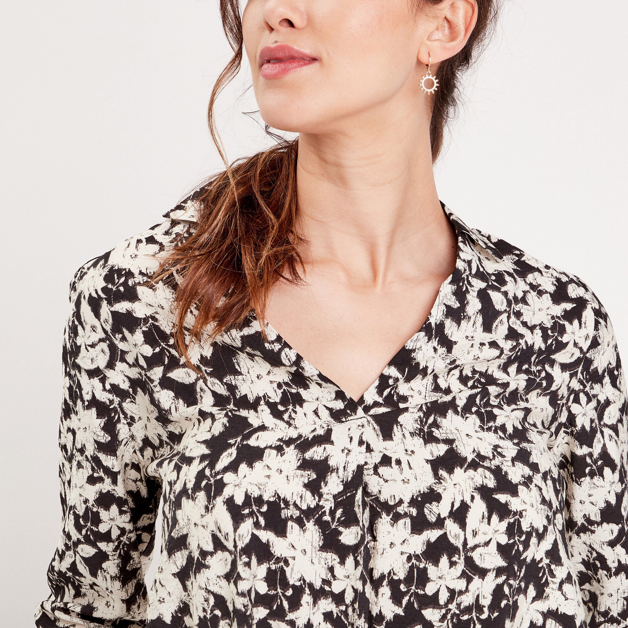 Blouse manches 3/4 noir femme | Cache Cache