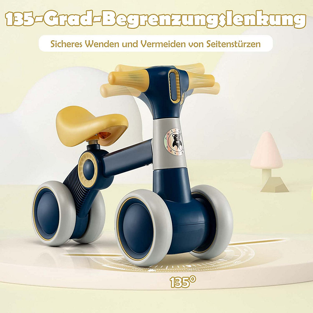 Laufrad ab 1 Jahr Lauflernrad ohne Pedal mit 4 Rädern