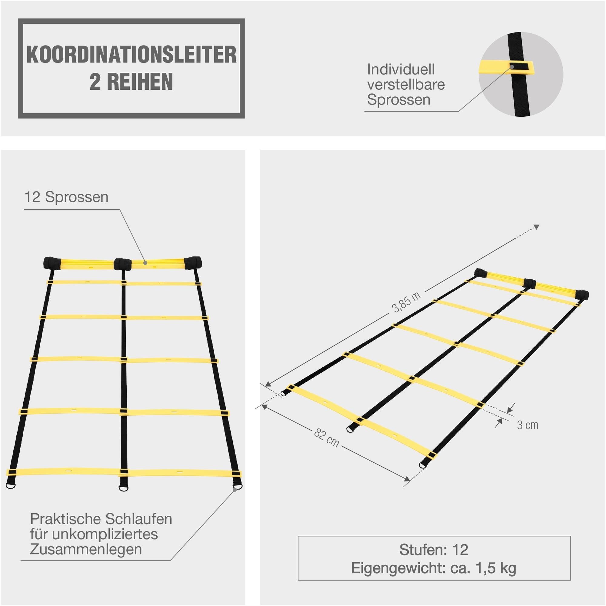 GORILLA SPORTS Koordinationsleiter 12 Sprossen, Verstellbar, Fussball Agility Leiter, Trainingsleiter