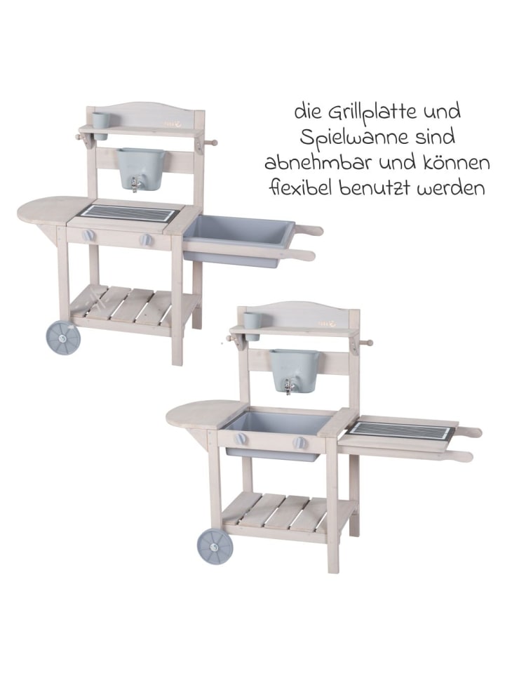 roba Mobile Spiel- und Matschküche BBQ mit Rollen, Spielwanne, in grau günstig kaufen onesize