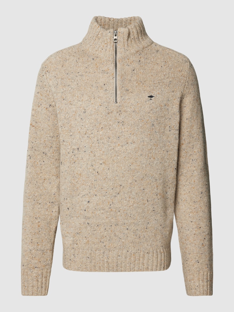 Strickpullover mit kurzem Reißverschluss in offwhite
