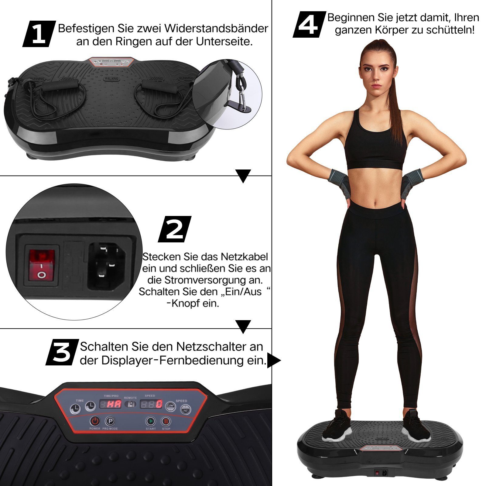 TLGREEN Vibrationsplatte, 120 Intensitätsstufen, (Ganzkörpertraining zu Hause, Body Shaping Muskel Bauen), mit Ultra leisem Motor Fernbedienung