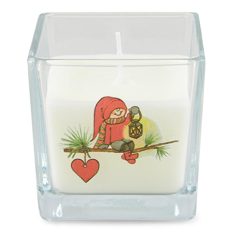 Lys i glass 7,5 cm 35 timer juledesign