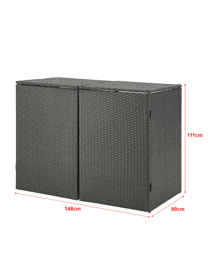 en.casa Mülltonnen Verkleidung Widnau für 2 Tonnen in Grau (H)111cm (B)148cm (T)80cm günstig kaufen onesize