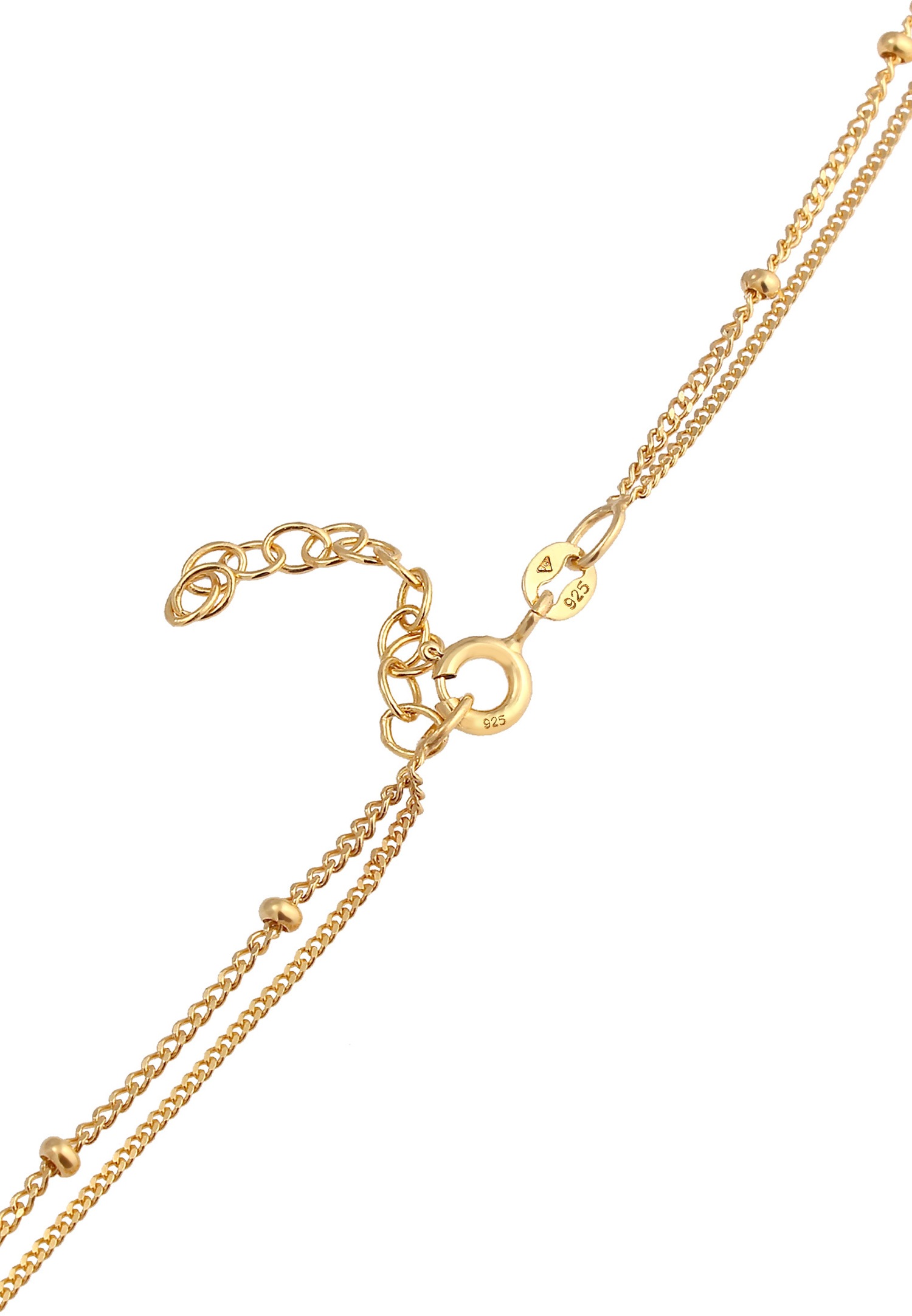 Collana Elli in argento sterling 925 placcato oro con catena a sfere e quarzo rosa