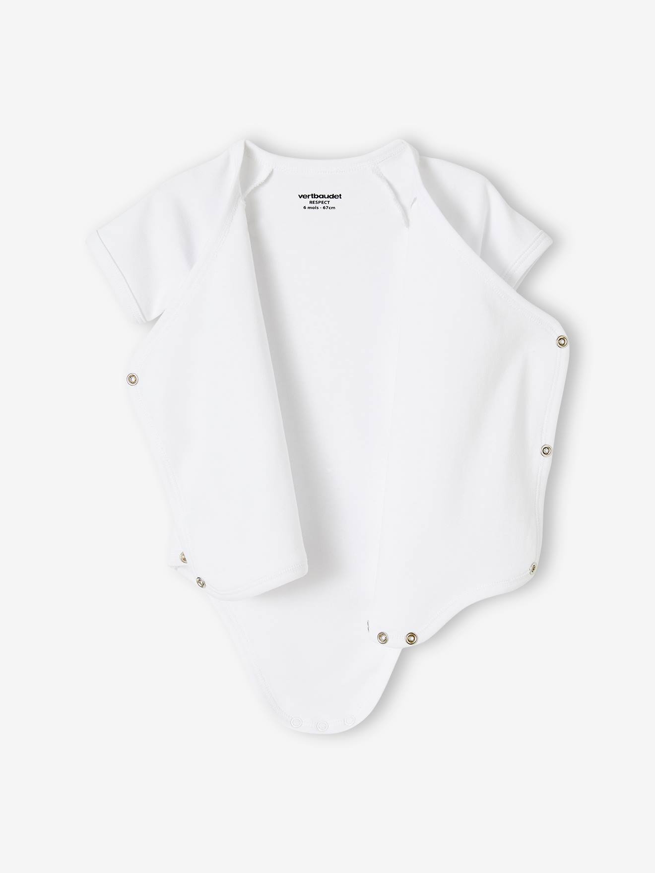 Lot de 3 bodies Bio Collection manches courtes ouverture naissance BASICS lot blanc