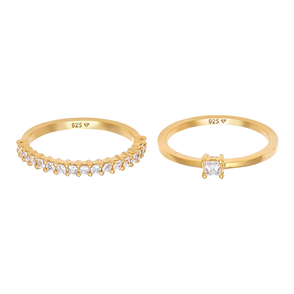 Elli Elli Bague Solitär Eternity Zirkonia Verlobung Set 925 Silber Bague
