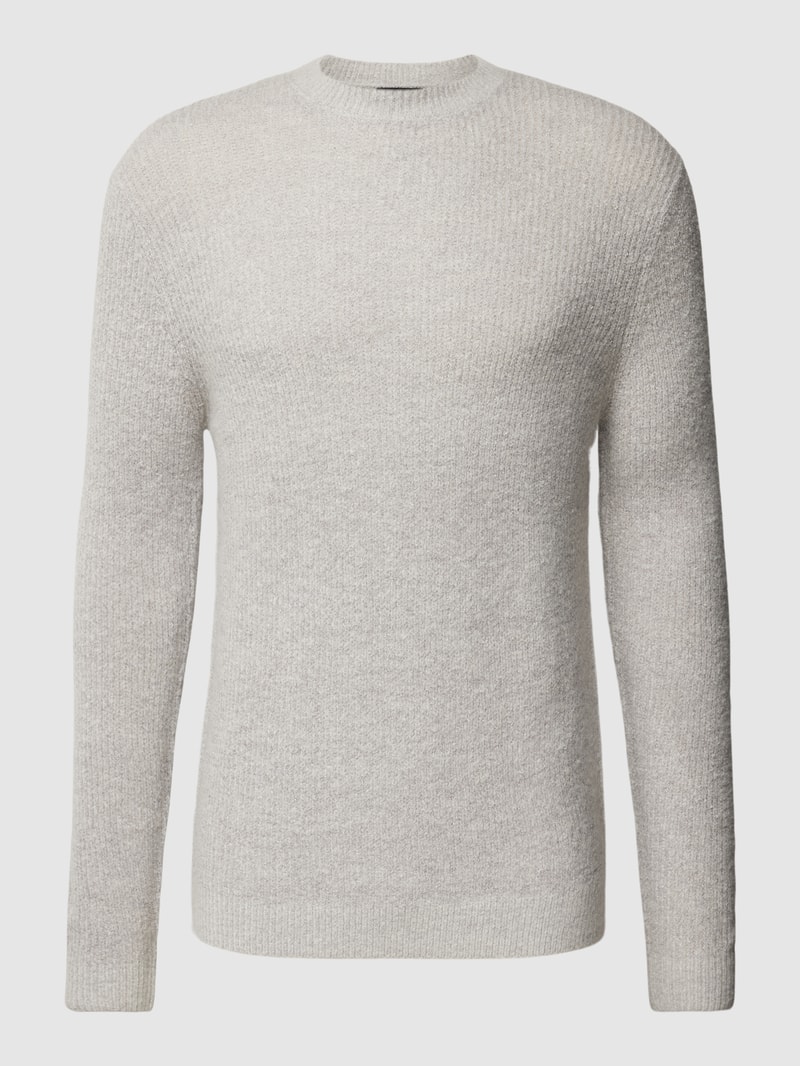 Strickpullover mit gerippten Abschlüssen in hellgrau
