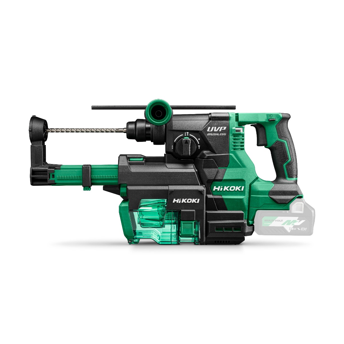Martelo rotativo sem fio HiKOKI DH3628DAW3Z Multivolt 36V sem baterias e carregador em estojo HSC III + unidade de extração de pó
