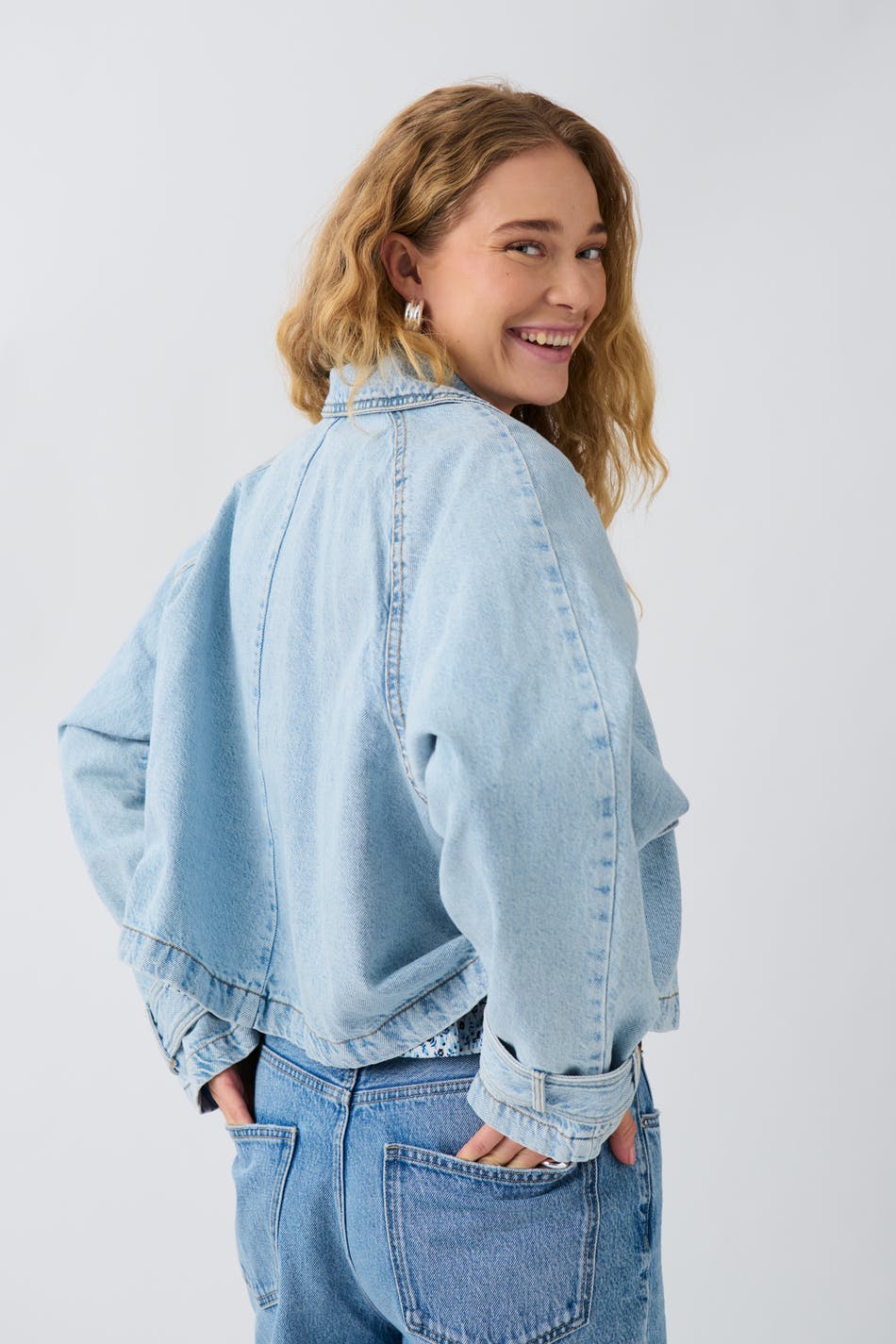 Denim short trench coat