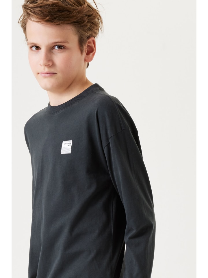 Garcia Langarmshirt mit Rückenprint in dark grey günstig kaufen