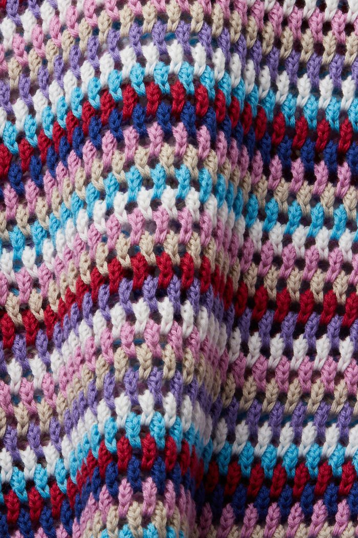 Leicht verkürzter Baumwollpullover aus gestreiftem Mesh