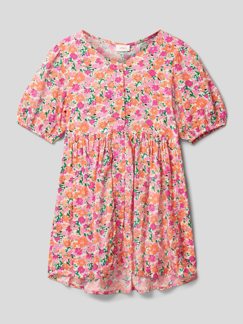 Blusenkleid mit Allover-Muster in weiß