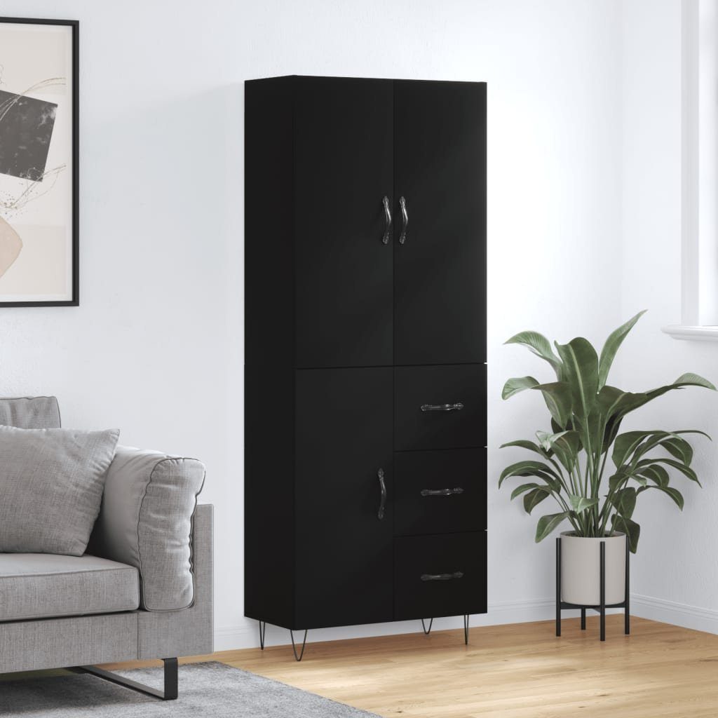 vidaXL Sideboard Highboard Schwarz 69,5x34x180 cm Holzwerkstoff (1 St)