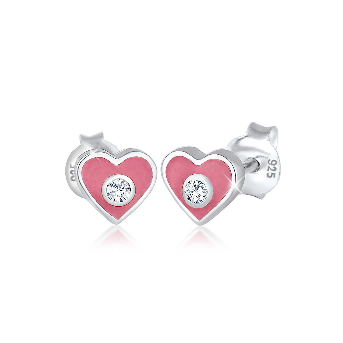 Ohrringe Kind Herz Kristalle 925 Sterling Silber Ohrstecker für Mädchen