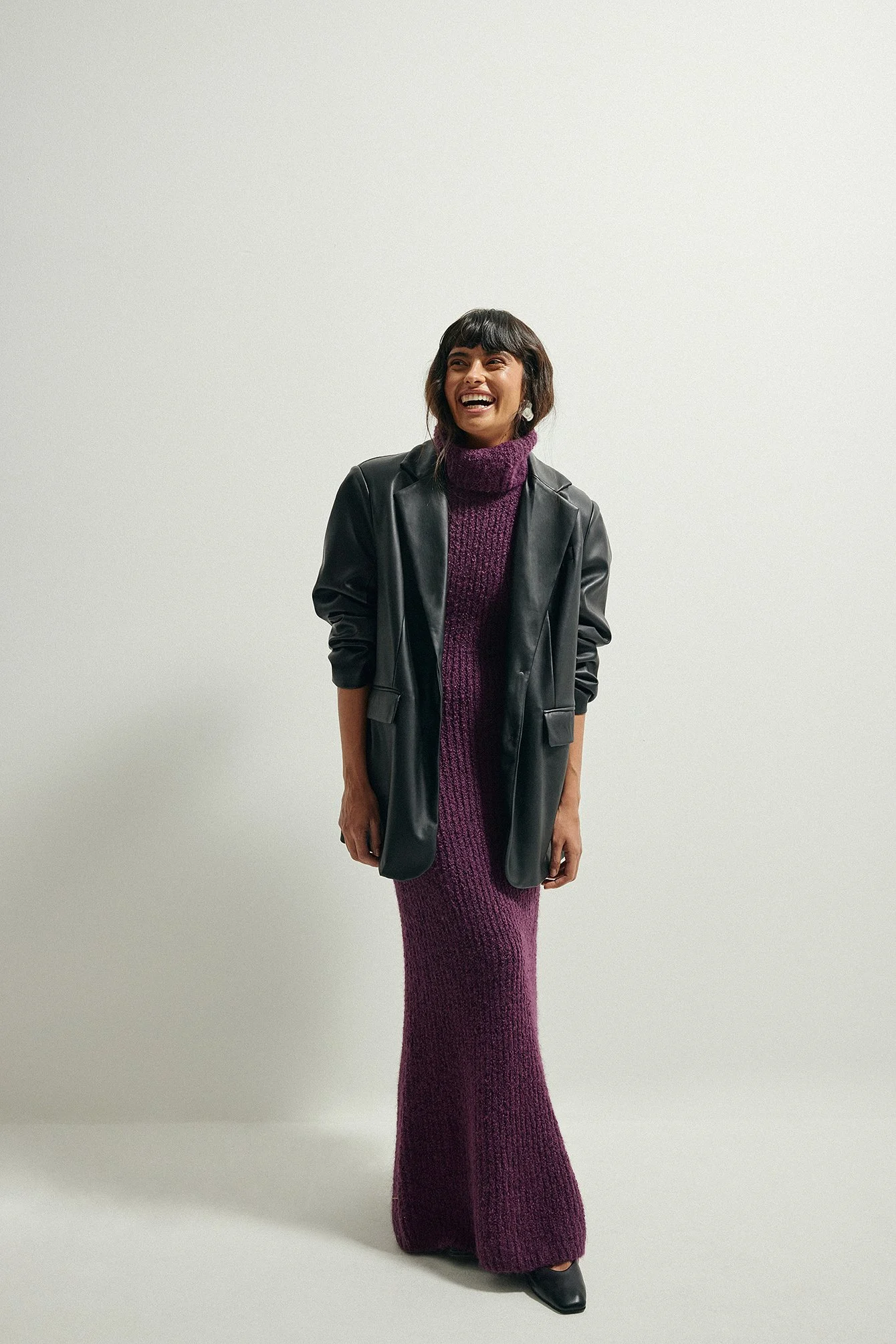 Maxi-Strickkleid mit Rollkragen