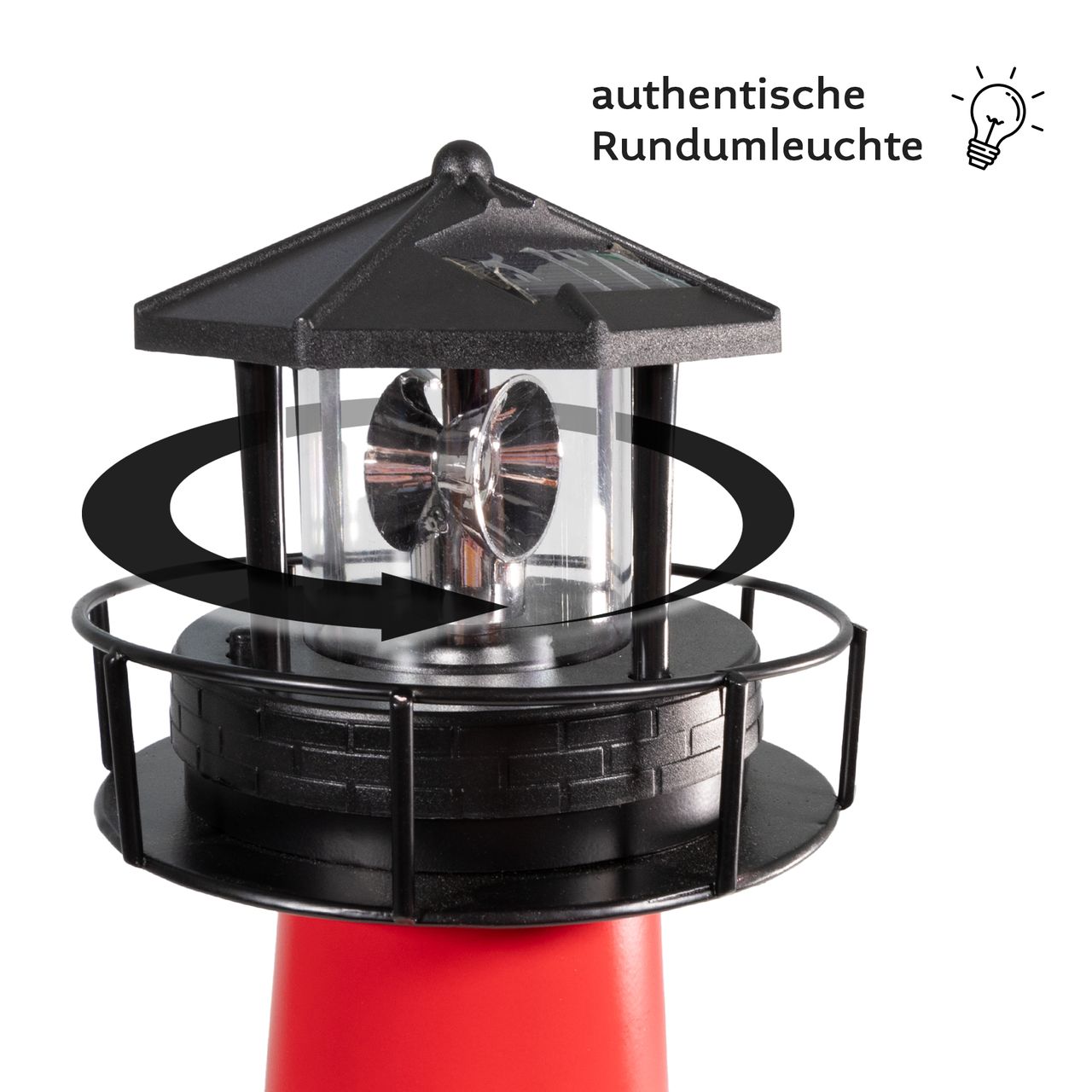 Lemodo Gartendeko Solar Leuchtturm mit rotierender LED-Beleuchtung 60 cm hoch