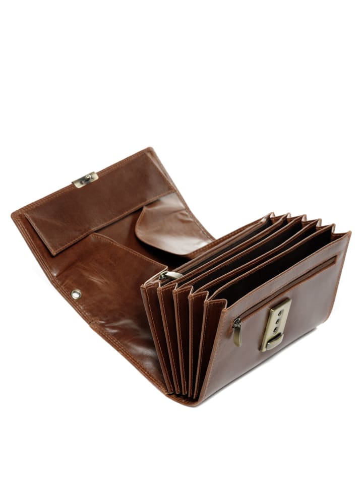 SID & VAIN Leder-Geldbörse echt Leder Kellner Geldbörse groß hell-braun LOU in braun günstig kaufen onesize