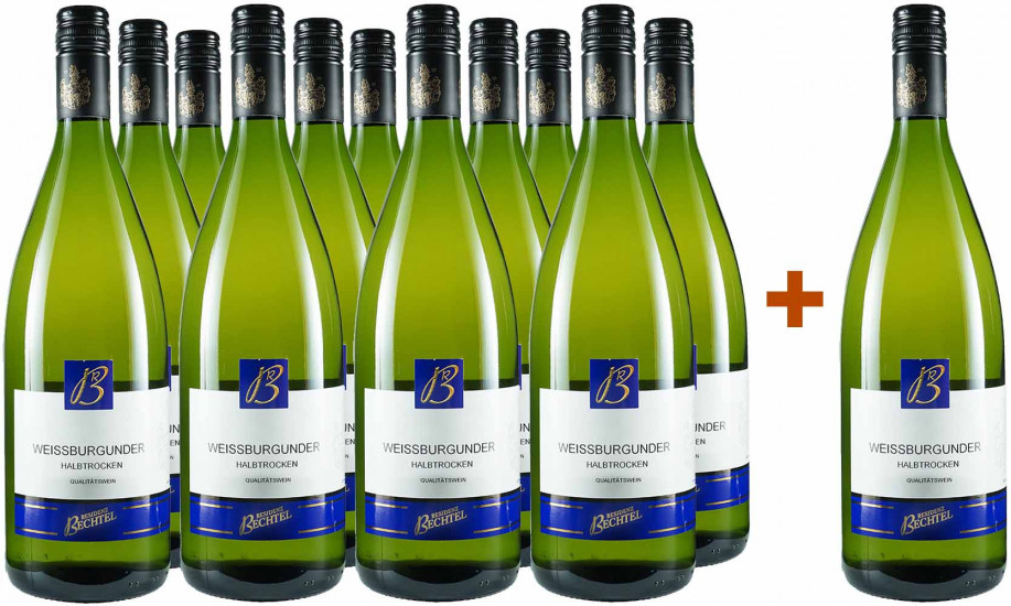 11+1 Paket Weissburgunder halbtrocken 1,0L - Weingut Residenz Bechtel