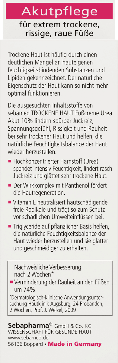 Fußcreme trockene Haut 10 % Urea Akut, 100 ml
