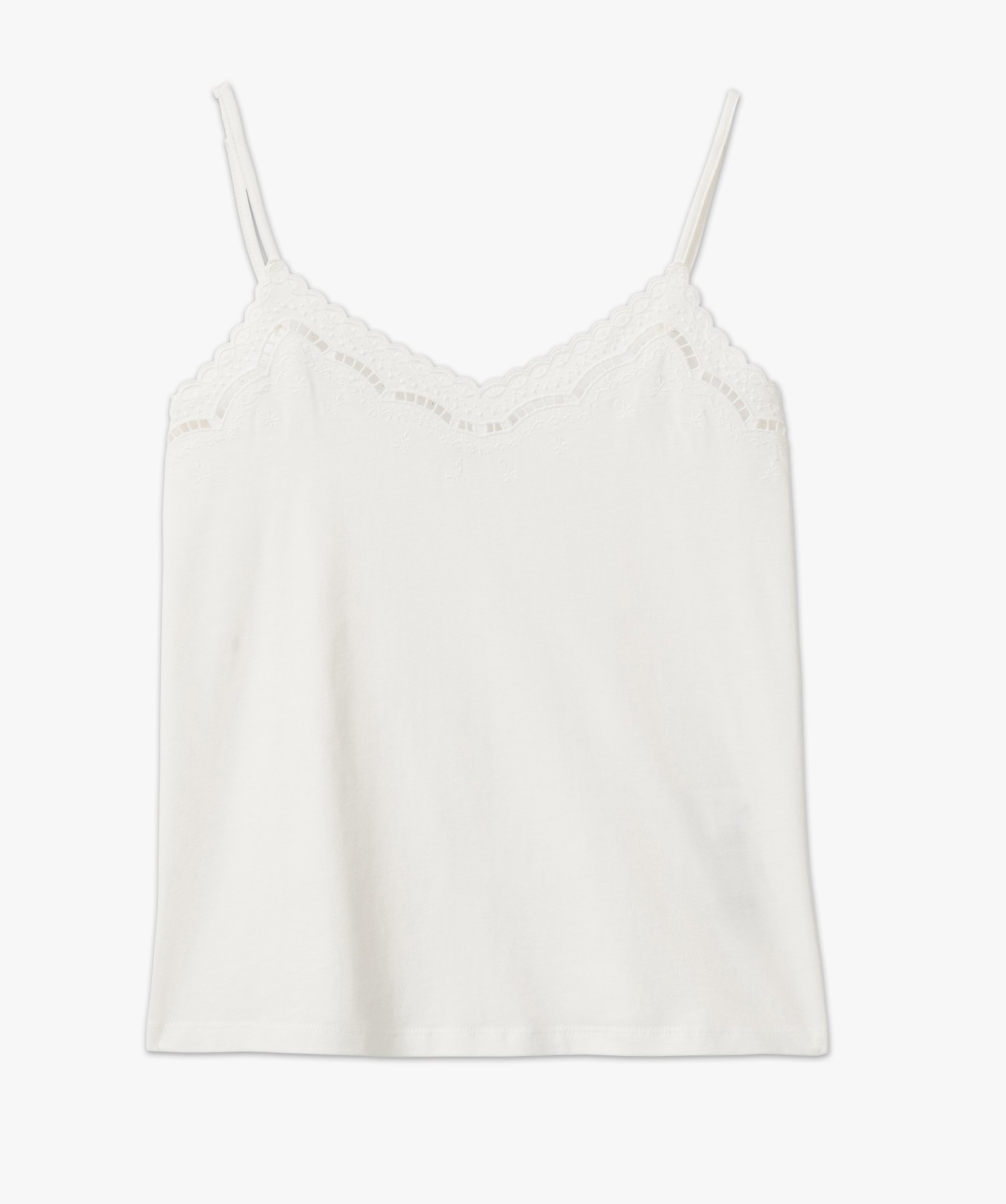 Débardeur brodé en coton femme ecru | GEMO