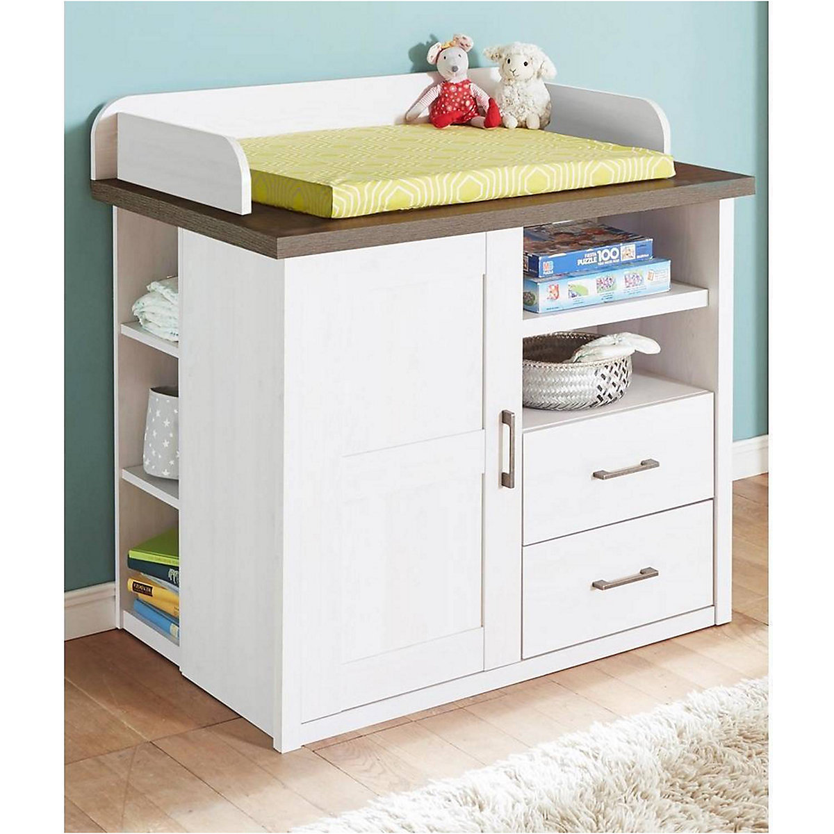 Babyzimmer 2er-Set LUND-78, Landhausstil, Pinie weiß Nb./Trüffel Eiche Nb.