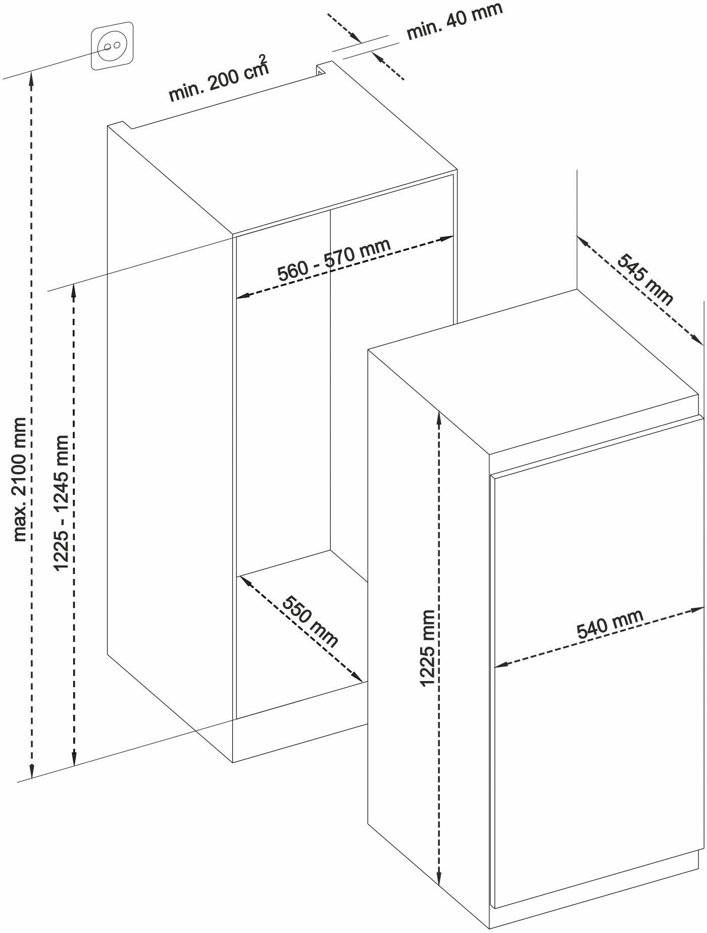 Sharp Einbaukühlschrank SJ-LE204M0X-EU, 122,5 cm hoch, 54 cm breit