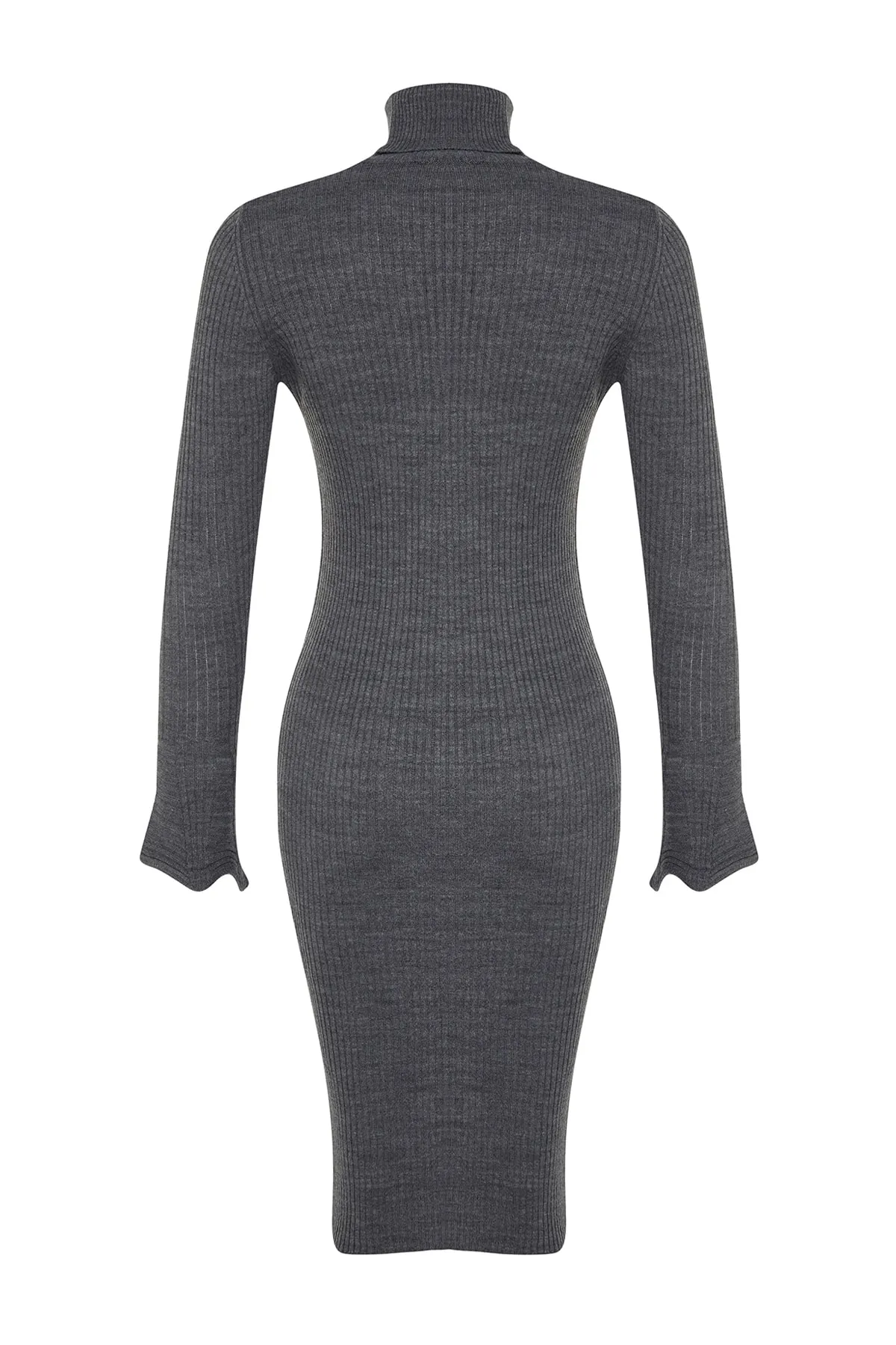 Trendyol Collection  Anthrazitfarbenes Mini-Strickkleid mit Volantärmeln TWOAW20YN0005