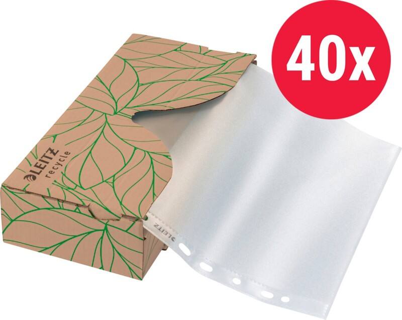 Leitz Recycle Klarsichthüllen DIN A4 100 % Recycelt Klimaneutral Geprägt Transparent 70 Mikron Polypropylen 11 Löcher 4022 40 Stück