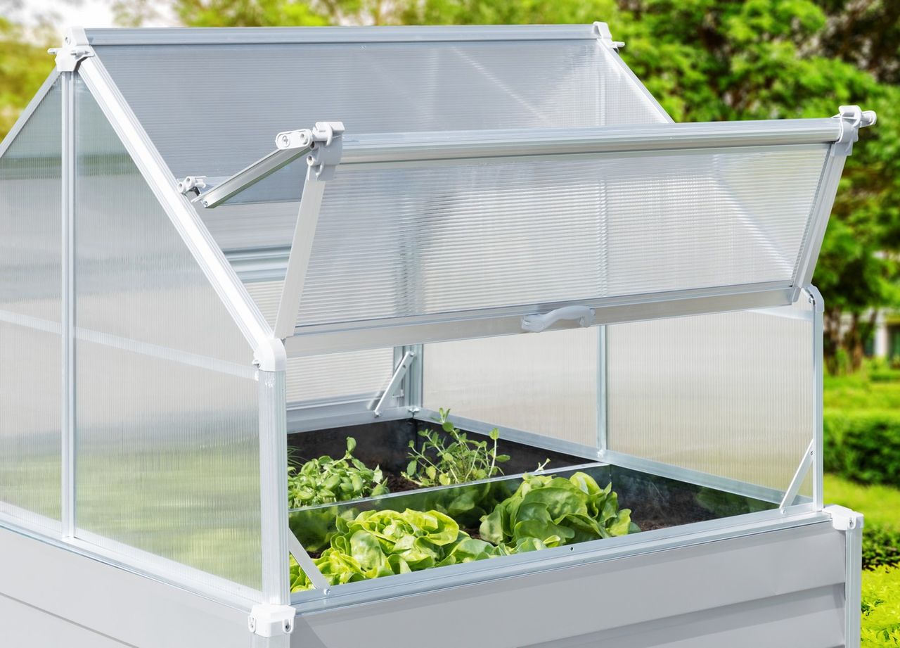 Powertec Garden Doppelhochbeet, ca. 120 x 120 x 169 cm - Silber