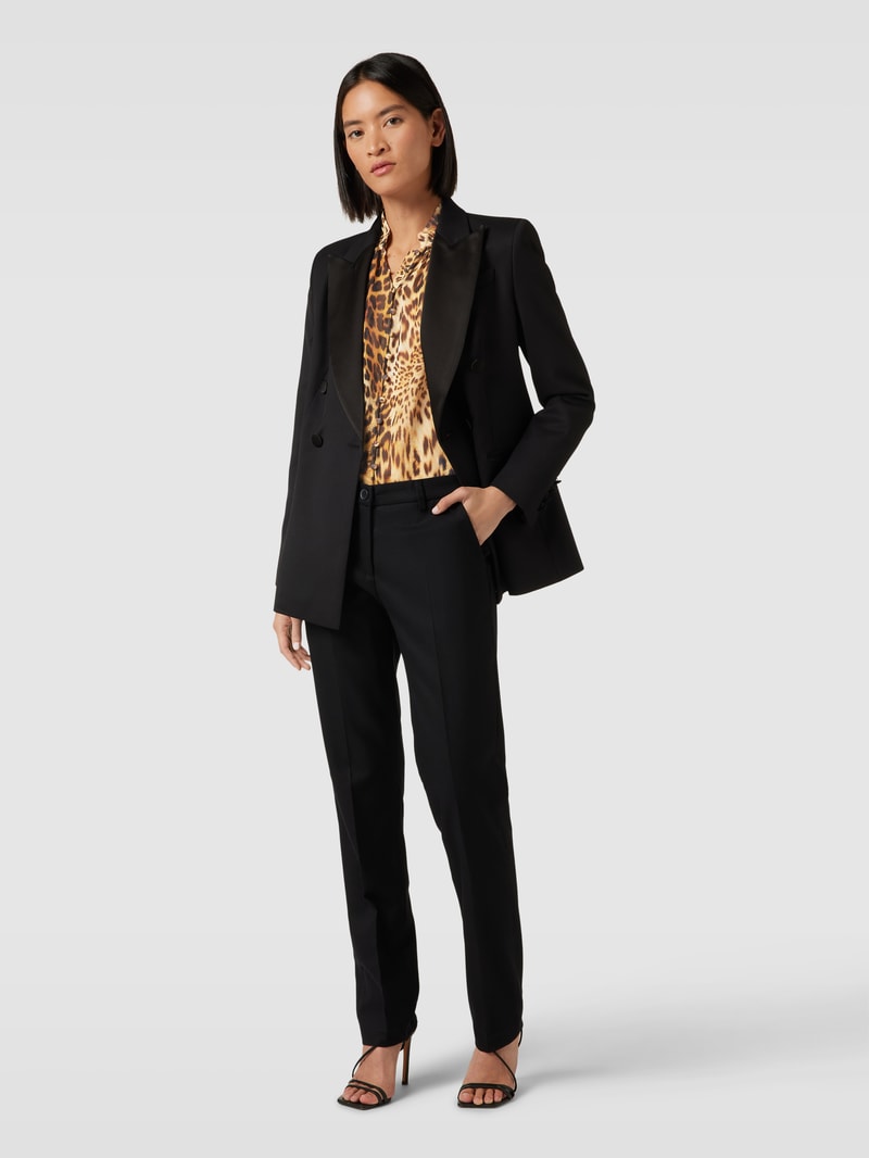 Bluse mit Animal-Print und Stehkragen in hellbraun