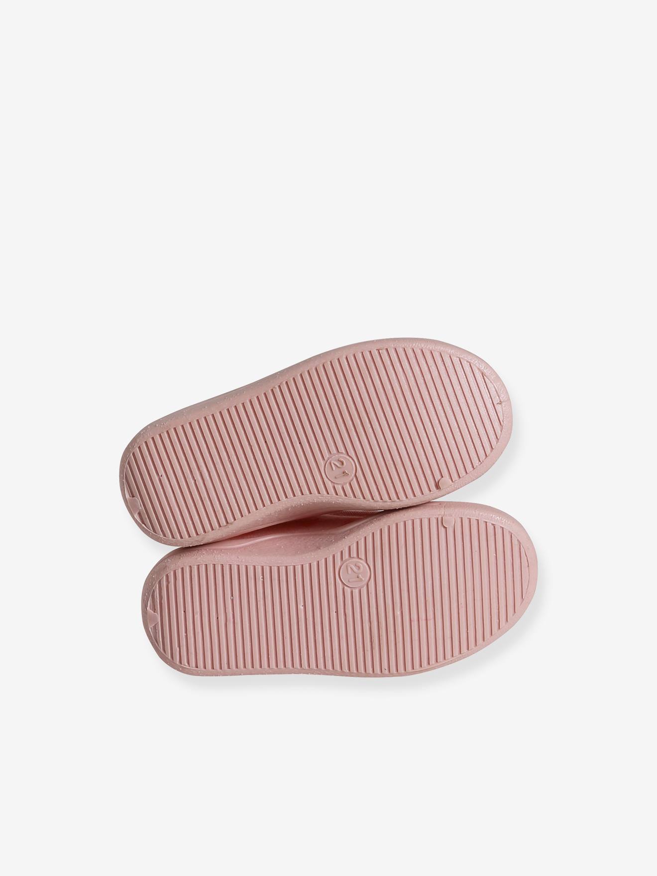 Vertbaudet Baby Stoff-Hausschuhe mit Reißverschluss - rosa bedruckt