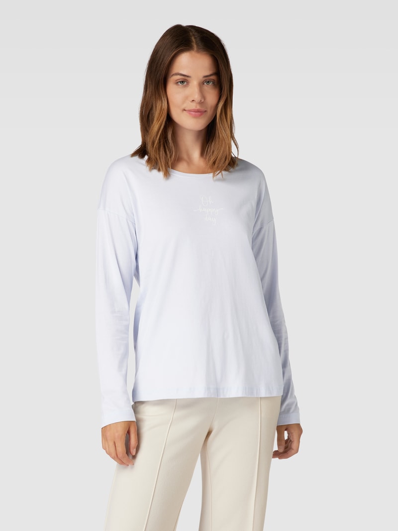Pyjama-Oberteil mit Statement-Print Modell 'Cozy Dreams' in hellblau