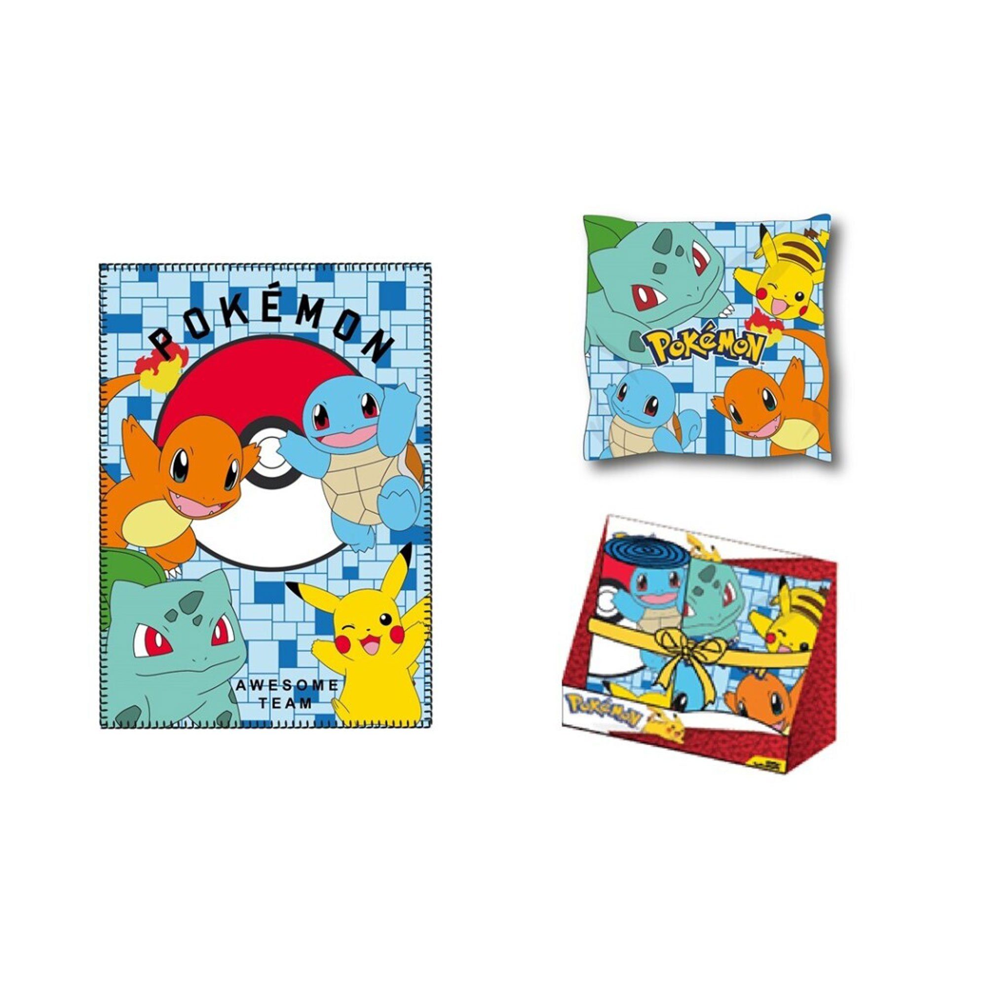 Bett-Set, Geschenkset - Pokemon - Decke und Kissen - 100x140 cm / 35x35 cm, empireposter