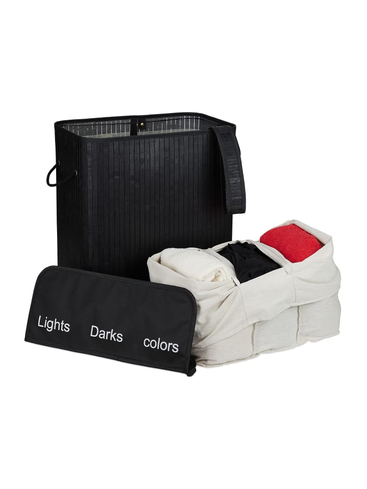 relaxdays Wäschesortierer in Schwarz - (B)55 x (H)63 x (T)35 cm günstig kaufen onesize