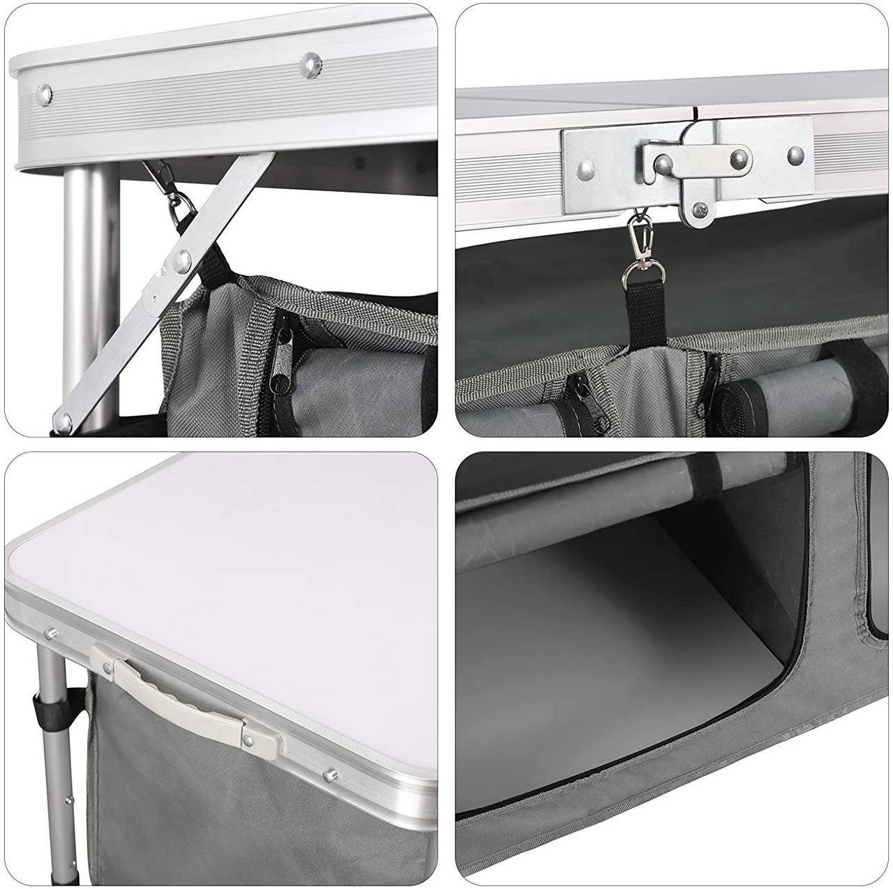 Woltu Campingtisch, Höhenverstellbar mit Stauraum, Outdoor inkl.Tragetasche