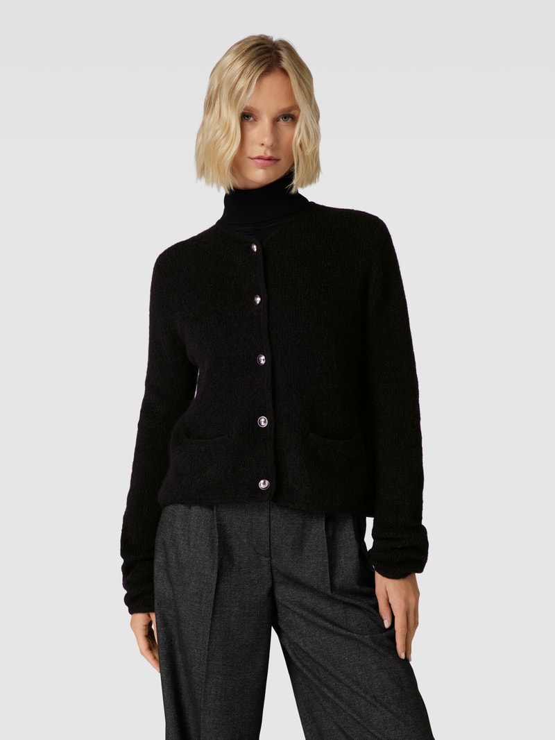 Cardigan mit Knopfleiste Modell 'Dalora' in schwarz