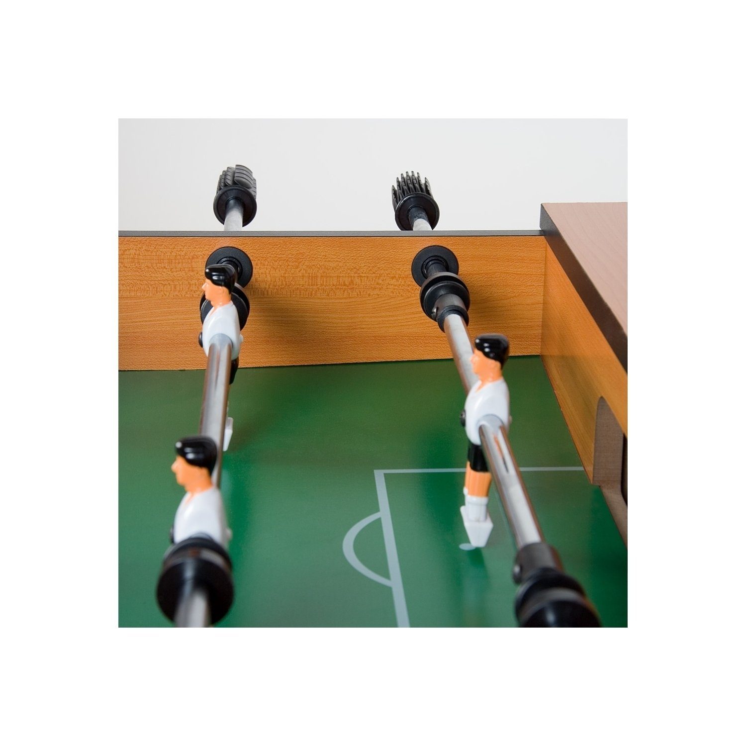 GAMES PLANET Kickertisch Tischfussball „Manchester“ Buche inkl. Zubehör Set, höhenverstellbare Füße, nahtlos hochgezogene Spielfeldecken, Tischkicker, Kicker, Kickertisch