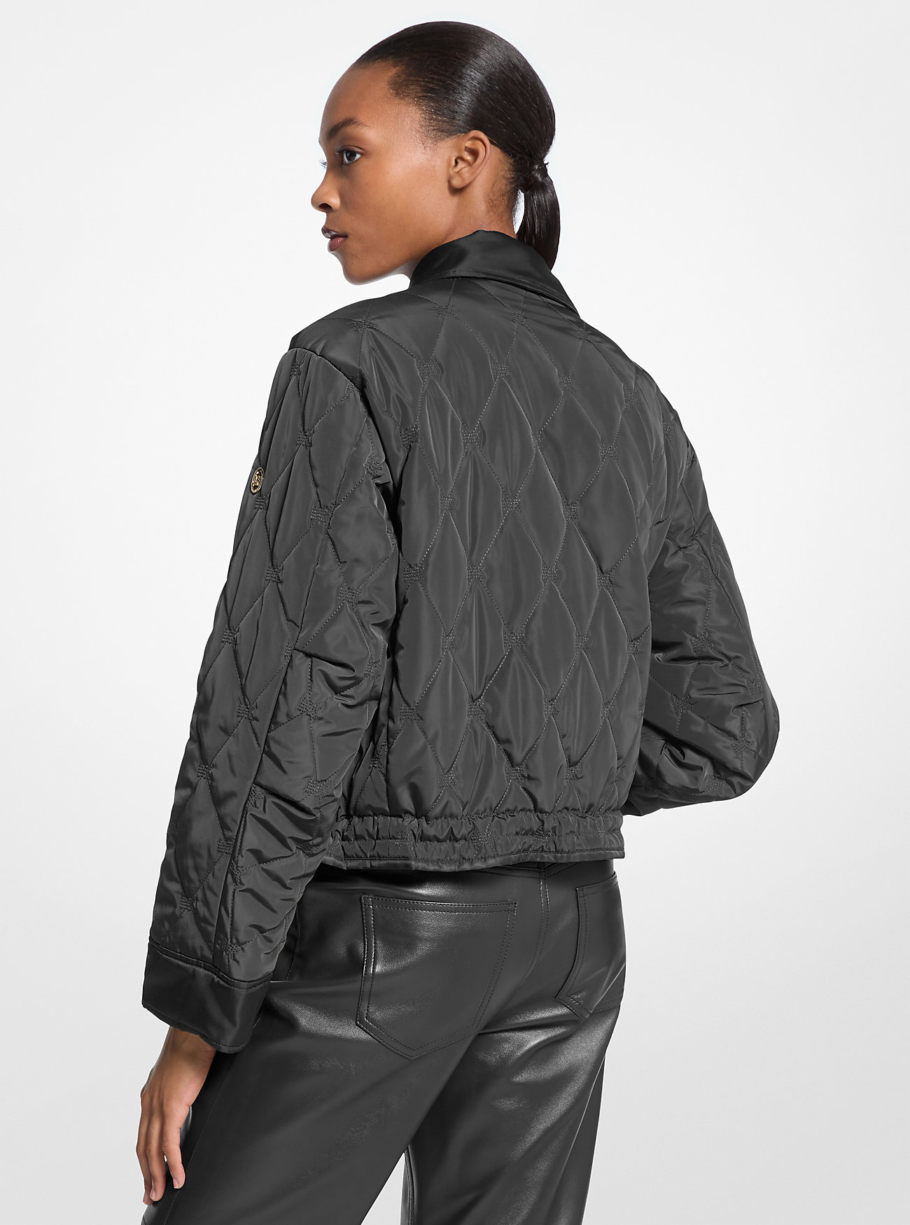 Nylon Cropped Reversible Bomber Jacket - BLACK