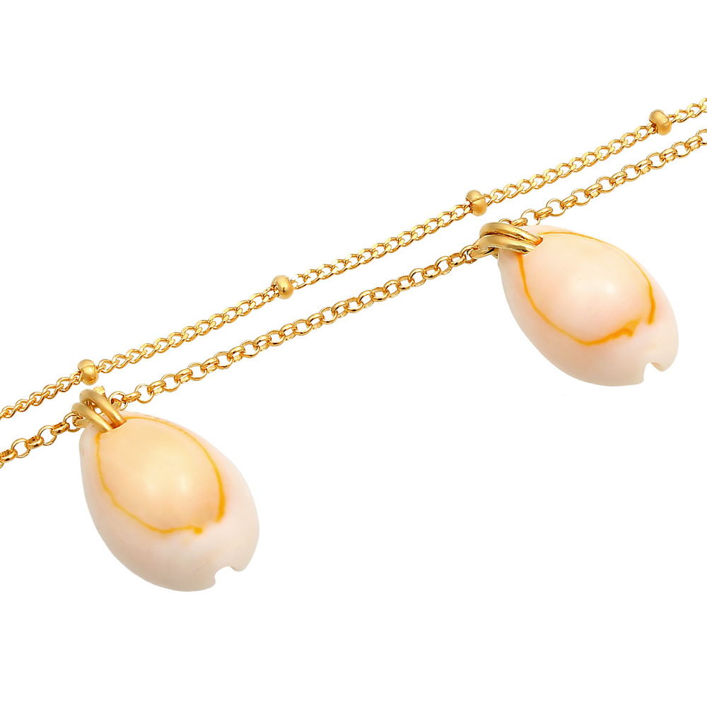 Elli Elli Bracelet de Cheville de Cheville Maritime Pendentif Coquillage Kauri Bracele Bijoux