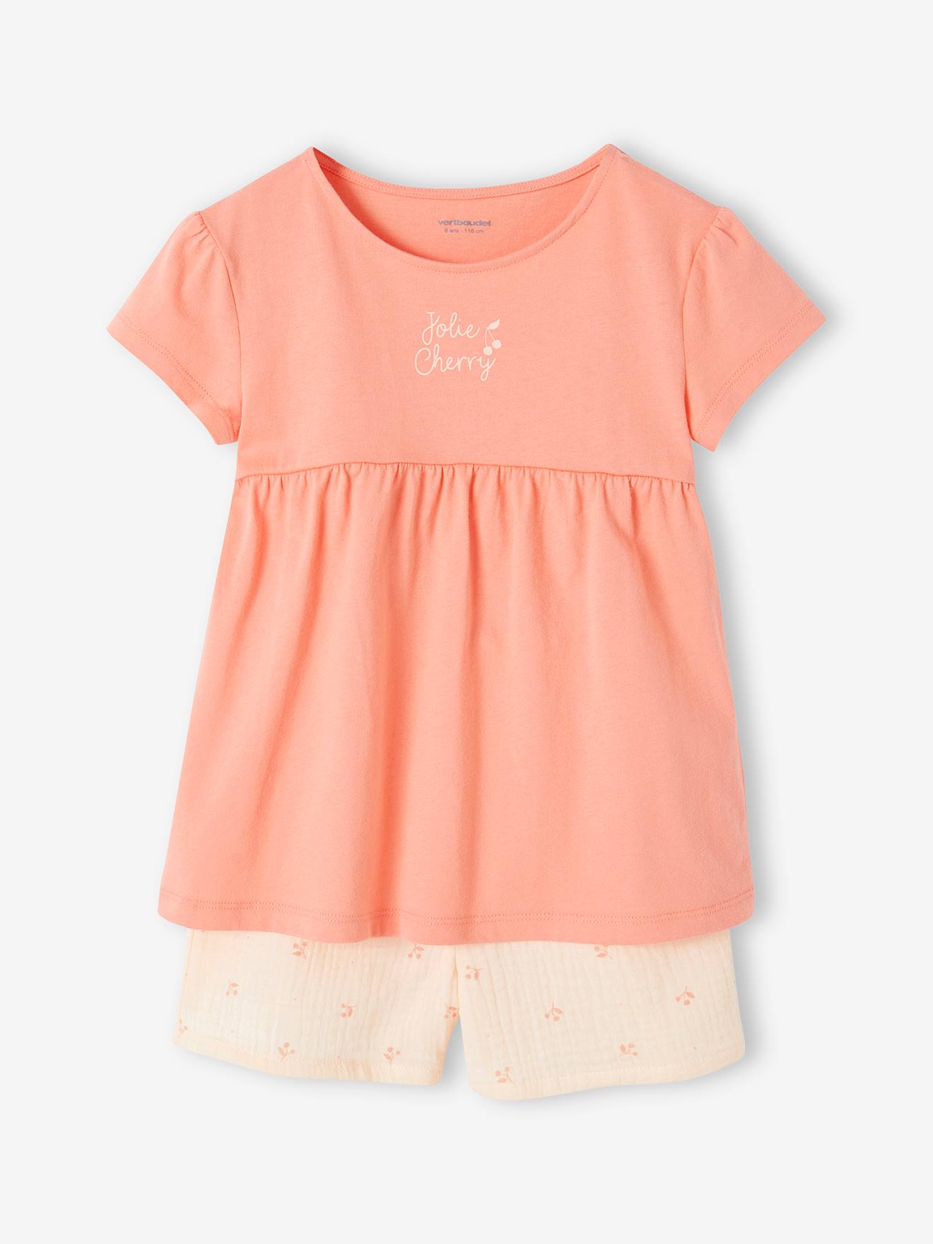 Vertbaudet Kurzer Mädchen Schlafanzug aus Musselin Oeko-Tex - rosa