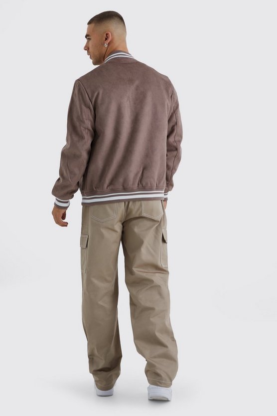 Lockere Twill Cargohose mit Kontrast-Naht und elastischem Bund
