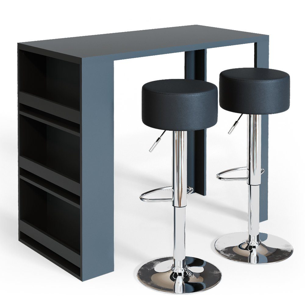 Vicco Bartisch Bartresen Stehtisch Bistrotisch Anthrazit inkl. Hocker