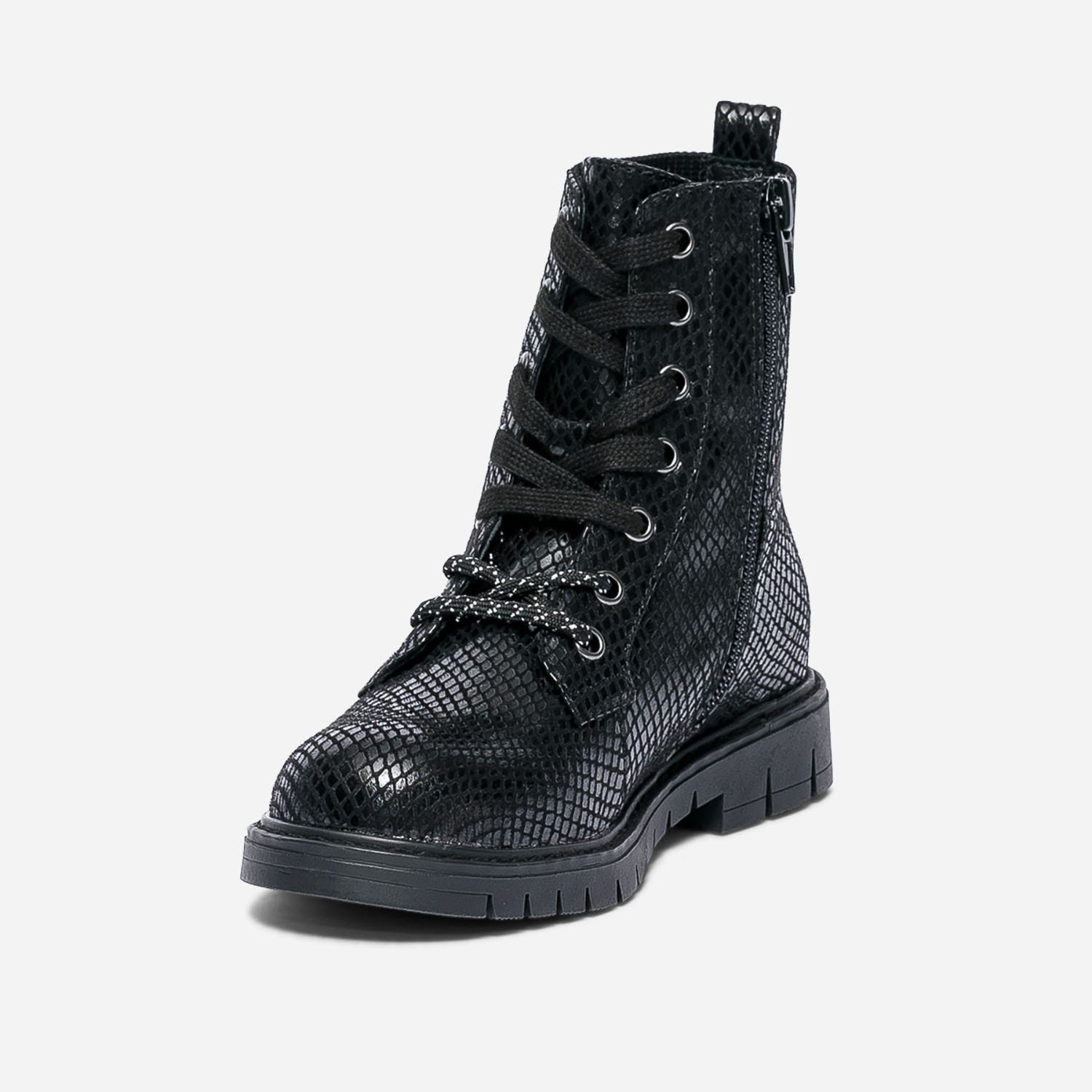 Bottine-chaussette noire à lacet